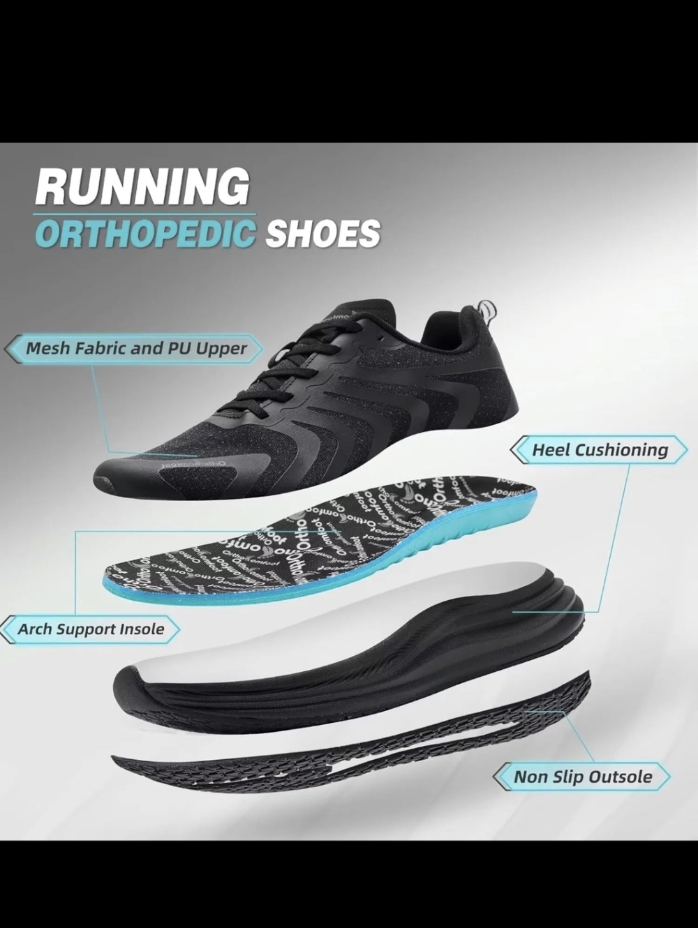 Orthocomfoot Women’s Orthopedic Running Shoes with Arch Support Size 10 - Picture 2 of 15
